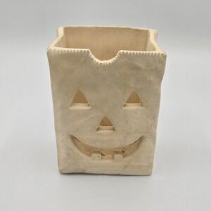 Vintage Ceramic Jack-O-Lantern Bag Candle Holder Halloween Luminary